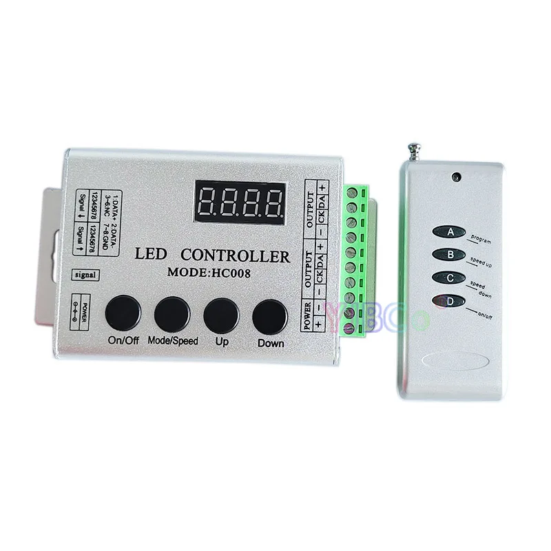 

HC008 programmable 4Keys Remote RGB LED Light pixel Controller 5V 12V 24V 133 effect modes WS2812 WS2811 2801 LED Strip dimmer