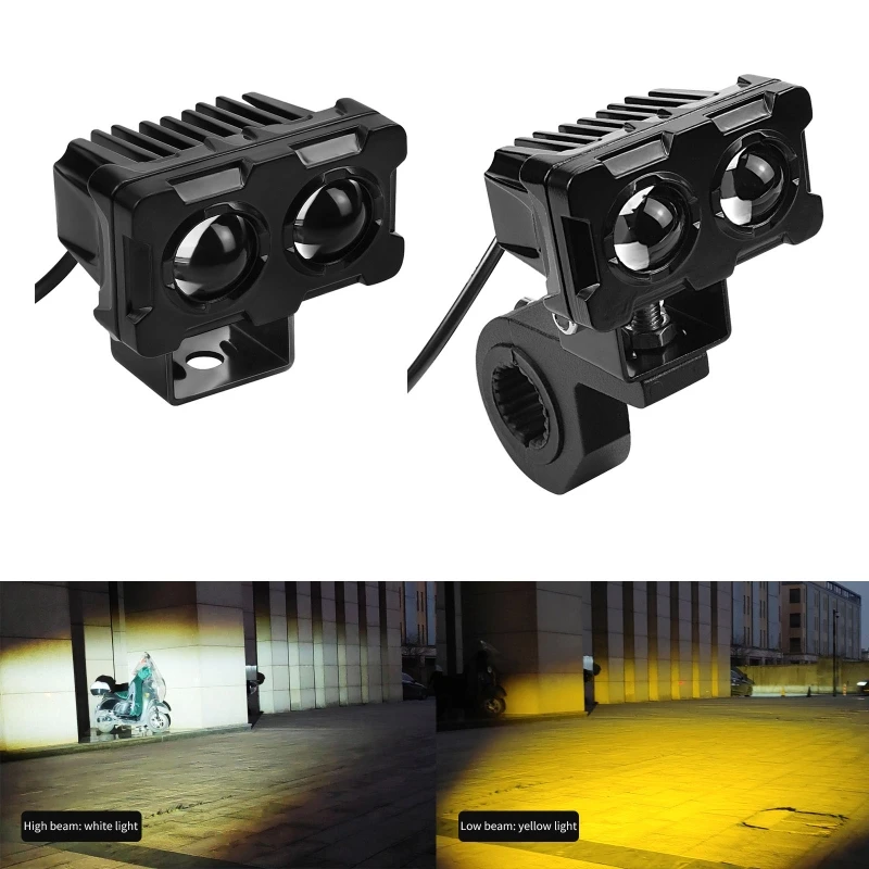 

S25 DC12-85V Motorcycle Headlight Waterproof LED Work Light Owl Shape Headlamp Car Lights Dual Bead Low Beam High Beams R2LC