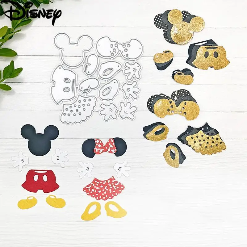 

Металлические Вырубные штампы «Микки и Минни Маус» Disney, набор для вырубки «сделай сам», скрапбукинг, альбом, бумажные открытки, ремесла, тис...