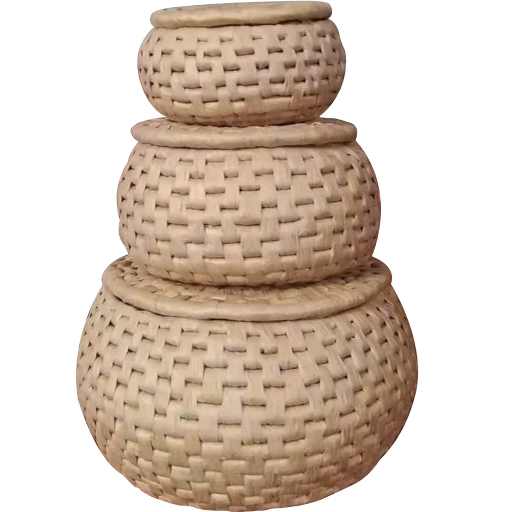 

Round Basket Baskets Paper Ropelids Woven Large Lid Storage Honeycomb Drawer Organizer