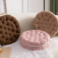 35cm creative biscuit shape cushion round milk velvet cookie tatami thick cotton cushion futon sofa office chair decor pillows