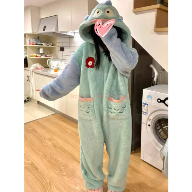 Новый утепленный коралловый флисовый комбинезон с рисунком рыбы-клоуна пижамы