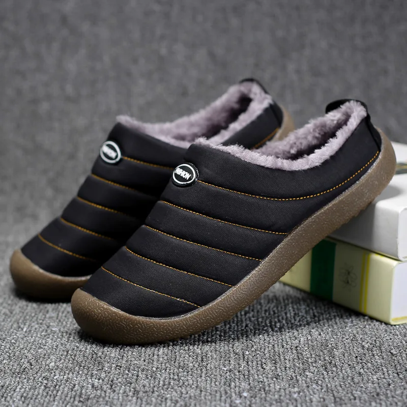 

Winter Waterproof Warm Slippers Women Men Shoes Indoor Slides Cotton Casual Clogs with Fur Easy on House Floor Slippers Couple