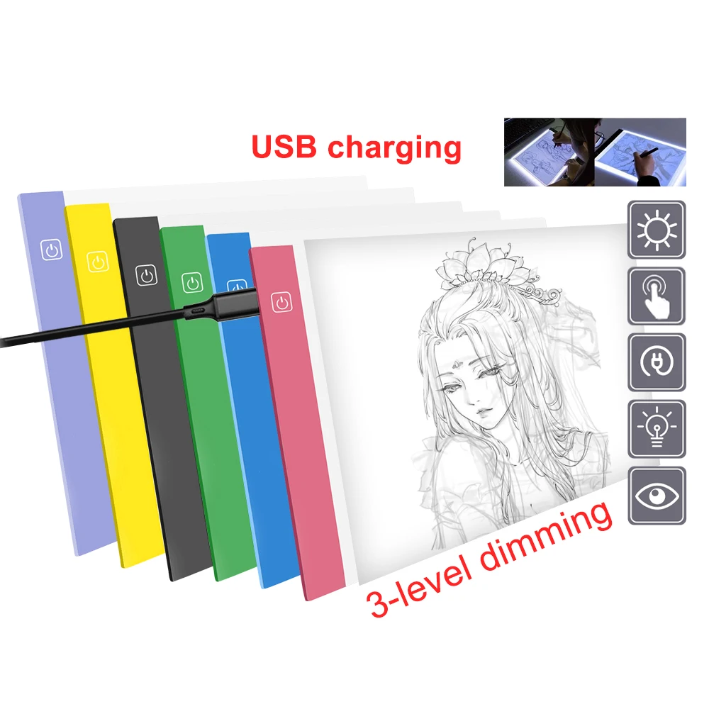 

A3 USB Powered Ultra-thin LED Drawing Board Aritist Tattoo Stencil Board Light Box Tracing Drawing Pad Table 3 Level Dimming
