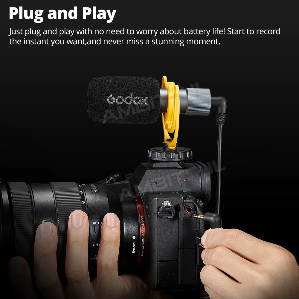 Компактный микрофон Godox VS-Mic 3 5 мм для смартфонов iPhone Android DSLR-камер видеозаписи