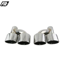 1pair lr stainless steel h type oval dual exhaust tip for benz w204c class modifiy c63 amg muffler four out tail nozzle