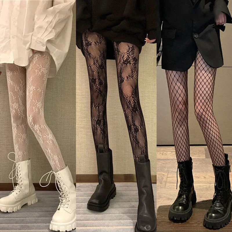 

Women Sexy Floral Fishnet Pantyhose Transparent Slim Mesh Stockings Party Club Net Holes Black Tights Stocking Free Shipping