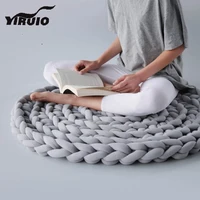 YIRUIO Nordic Hand Knot Round Carpet Fluffy Soft Thick Tube Crochet Living Room Decor Rug Yoga Floor Mat Bed Sofa Throw Blanket