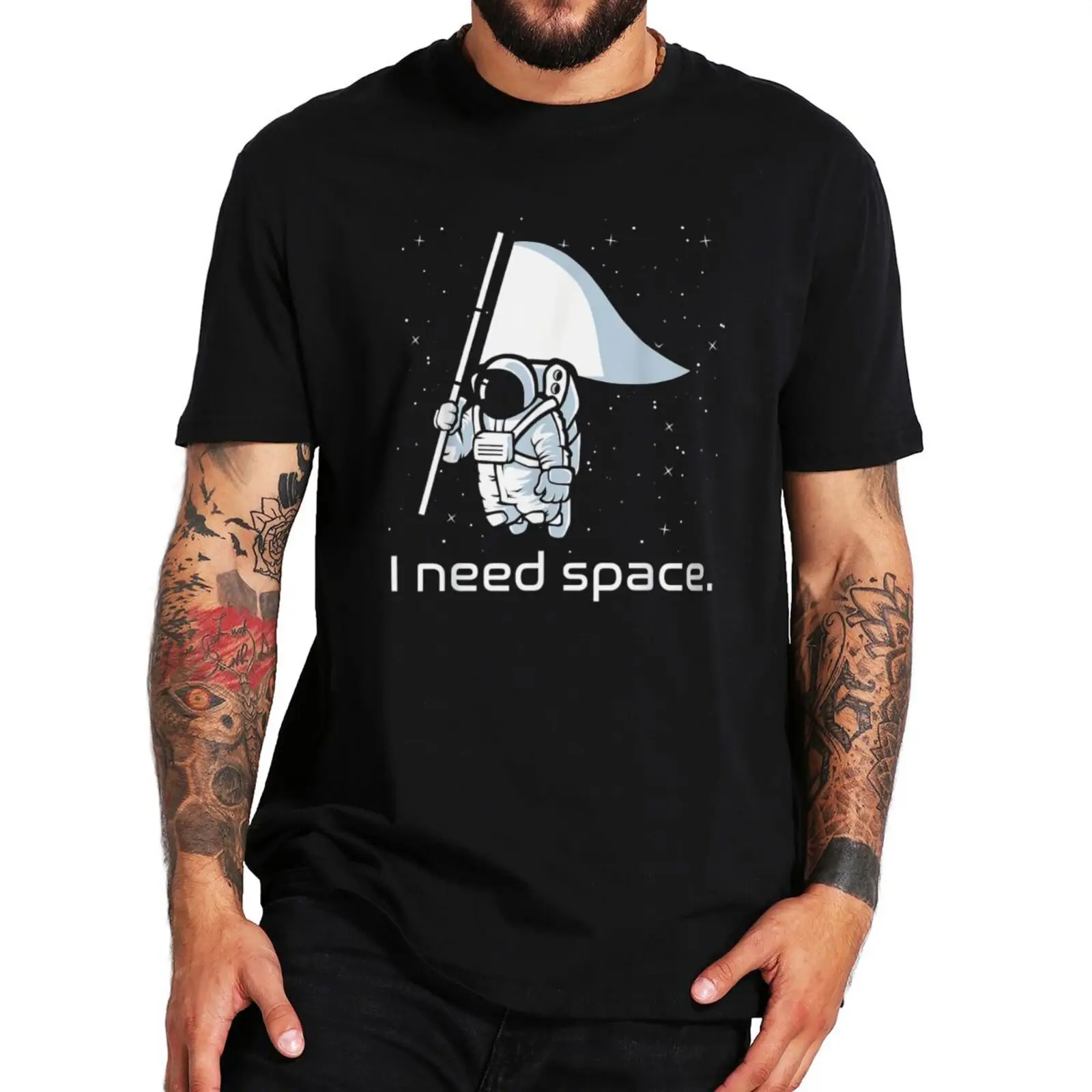 

Забавная футболка I Need Space, футболка с галактикой, космическим астронавтом, Вселенной, смешным юмором, 100% хлопок, Мужская футболка оверсайз