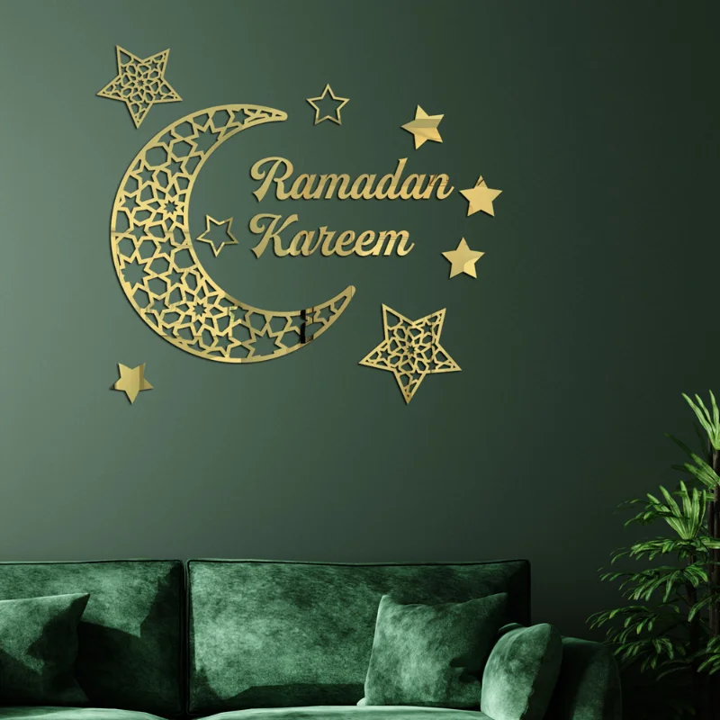 

Наклейки на стену Eid Mubarak Рамадан кареем Луна Звезда Фонарь Наклейка на стену для дома исламский мусульманский ИД Мубарак