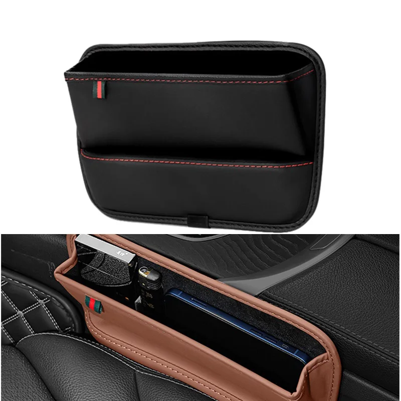 

PU Leather Car Console Side Seat Gap Filler Front Seat Organizer for Cellphone Keys Small Items Automotive interior