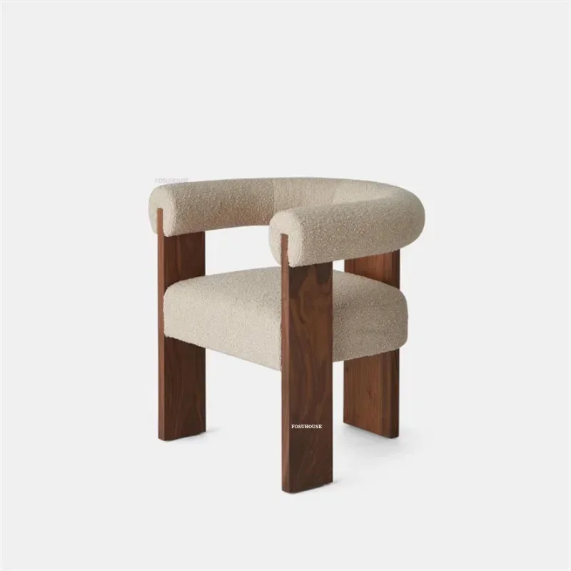 Скандинавский обеденный стул из овечьей шерсти мебель для дома роскошный отель