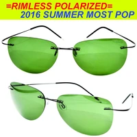 2017 new design genuine brand b titanium green polarized rimless with case sunglasses gafas de sol briller lunettes de soleil