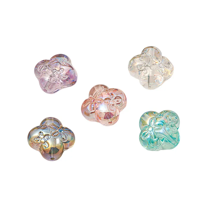 

50pcs/lot 22mm flowers pattern cartoon florals shape acrylic resin straight holes beads diy jewerly earring/bracelet accessory