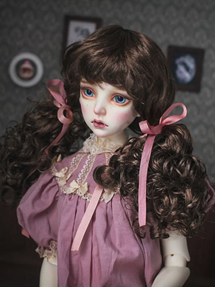 

BJD Wigs Mohair Wave Curly Hair for 1/3 1/4 1/6 BJD SD MSD MDD YOSD Champagne Dark Brown Wigs Doll Accessories Girls DIY Toys