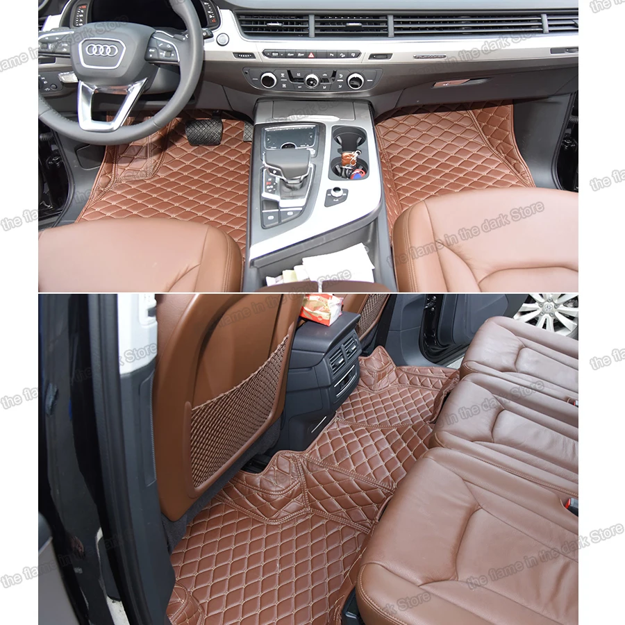 Leather Car Floor Mats for Audi Q7 Q8 2015 2016 2017 2018 2019 2020 2021 Interior Accessories Auto Parts Cover Foot 2022 2023