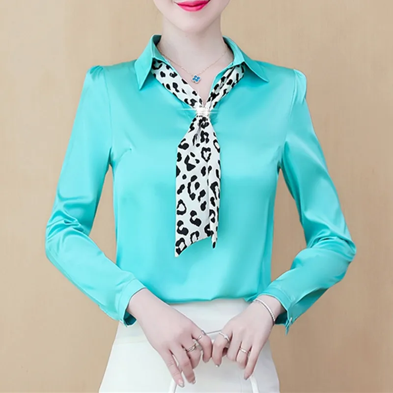 

Блузка Женская атласная с длинным рукавом и галстуком-бабочкой