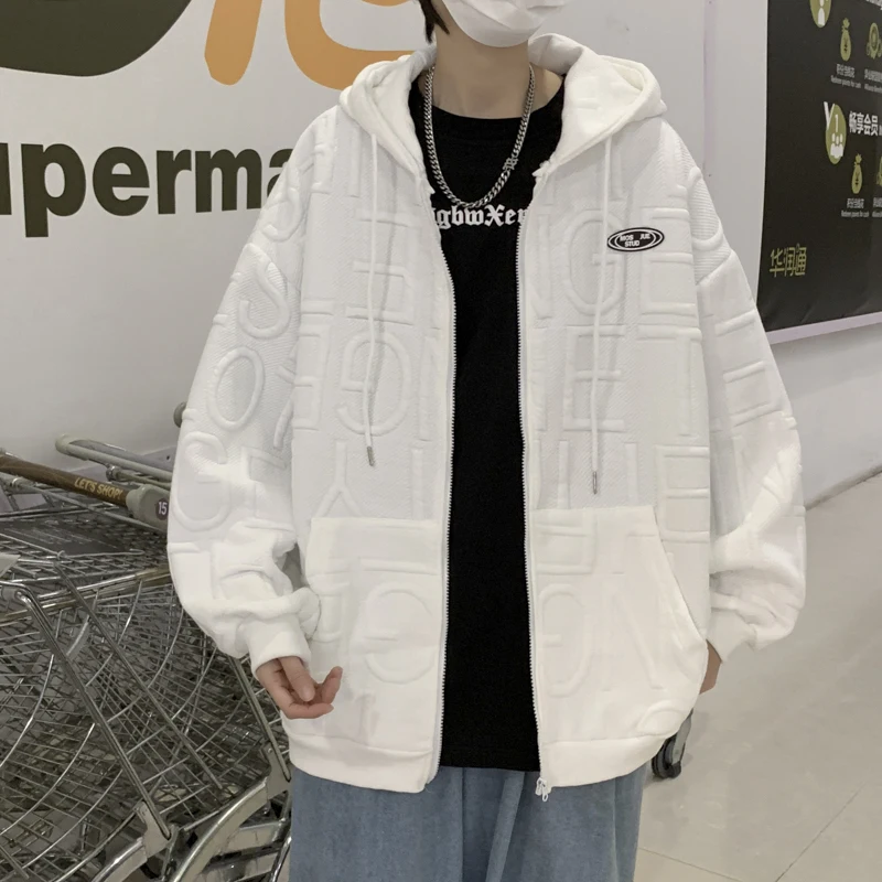 

Hoodie men's 2022 spring and autumn letter hooded cardigan jacket men's clothes casual trend loose sunscreen