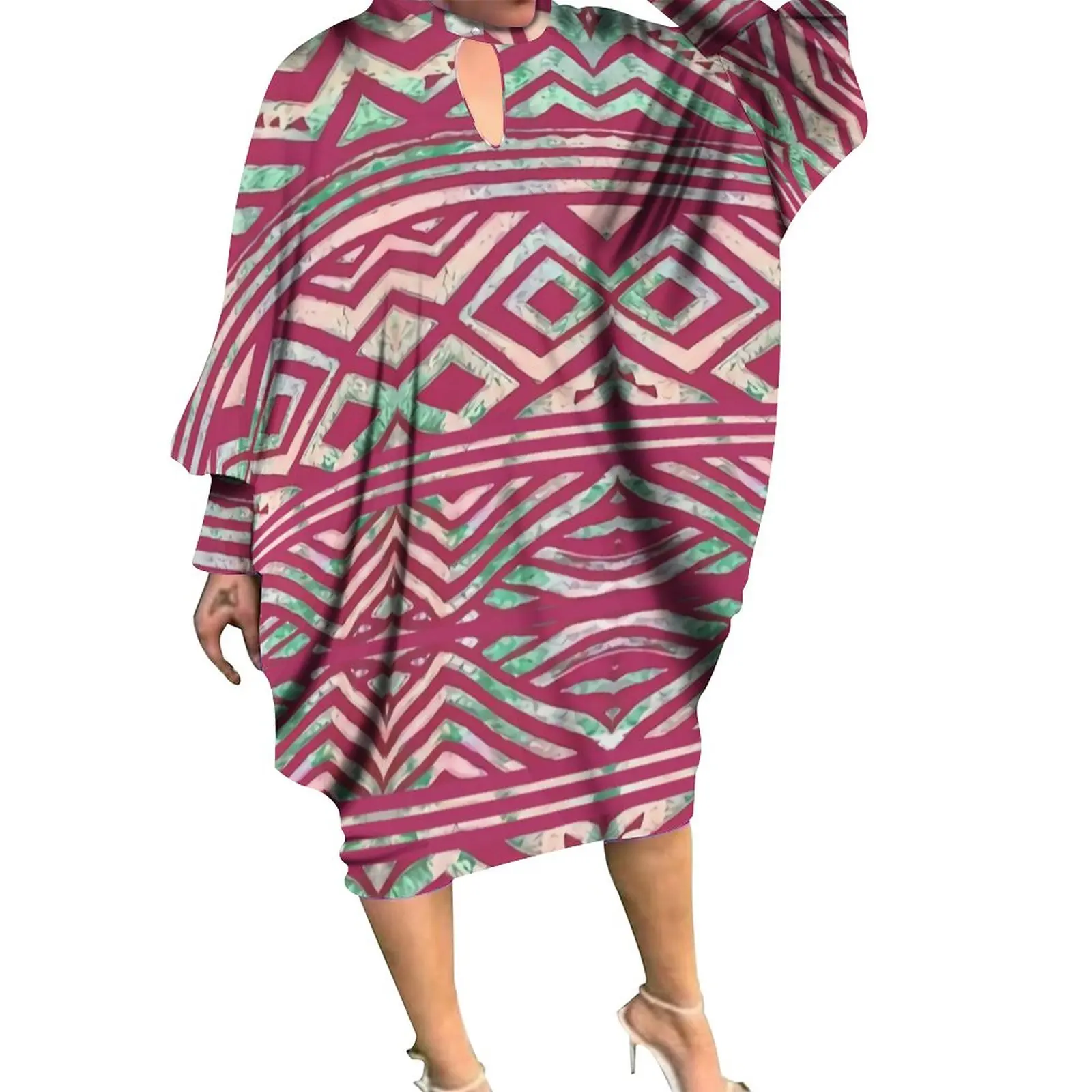 2023 New Polynesian Personality Womens Clothing Custom O Neck Fashion Samoan Dress Tribal Design Casual Dress