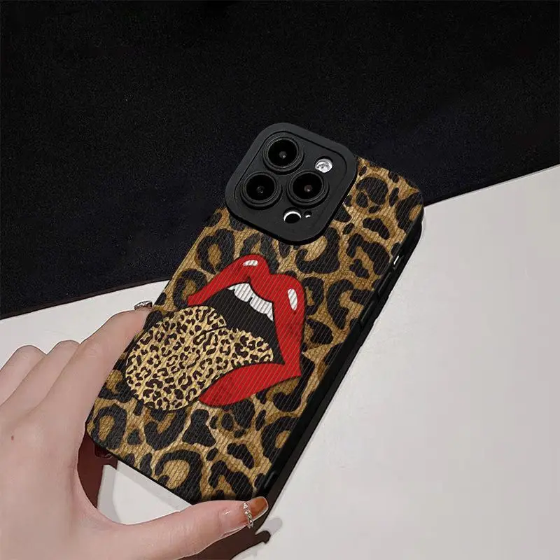 Hot Red Lip Leopard Print Phone Case For Xiaomi Redmi A3 A2 A1 14C 13C 12C 10C 9T Note 13 12s 12 11 10 9S Pro Plus 4G 5G Cover
