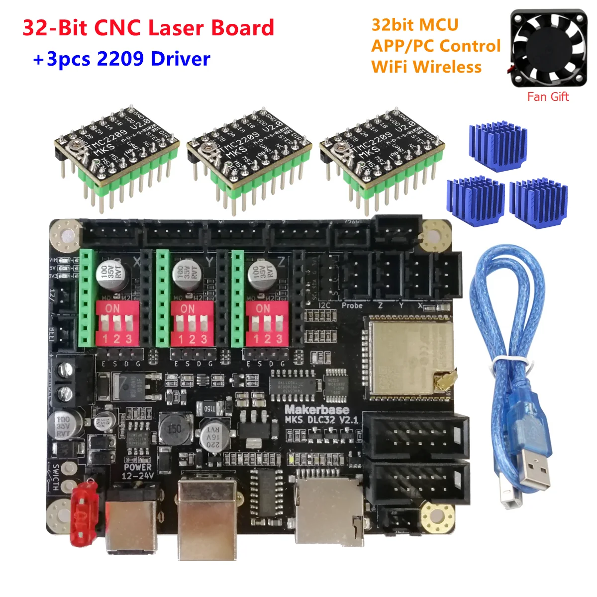 

32 bit ESP32 GRBL controller CNC engraving expansion board upgrade parts MKS DLC32 v2.1 control card lazer engraver motherboard
