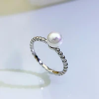 new pearl ring female s925 silver ring fashion simple beaded round pearl ring jewelry ladies