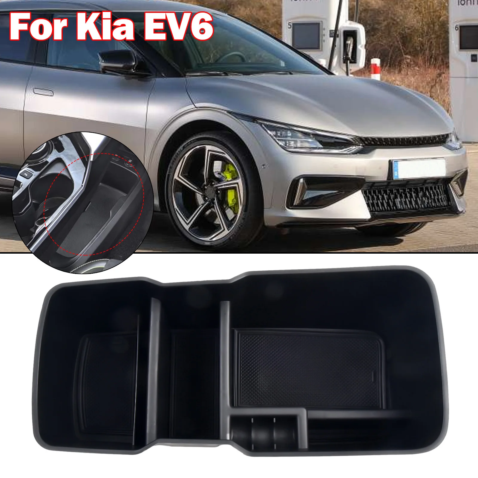 

ABS Black Interior Armrest Console Central Storage Box For Kia EV6 2021-2023 Car Central Control Storage Boxes Car Accessories