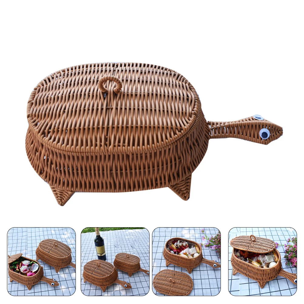 

Basket Storage Wicker Rattan Baskets Woven Bread Fruit Serving Decorative Bin Picnic Sundries Round Box Ratan Container Hamper