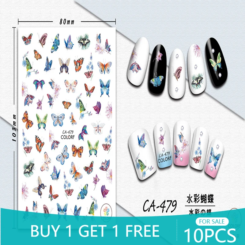

10PCS 3D Personalized color butterfly nail art stickers luxury nail slider nail decoration decals