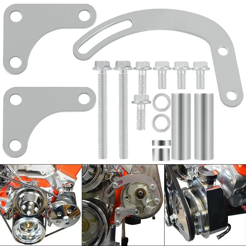 

Upgraded SBC Power Steering Bracket Replacement Kit Fits For Chevy 350 Small Block Long Water Pump #551522, 14 Pcs