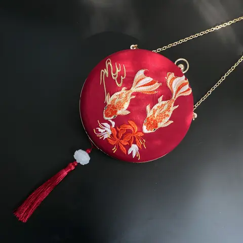 Женская сумка через плечо с вышивкой кои в китайском стиле