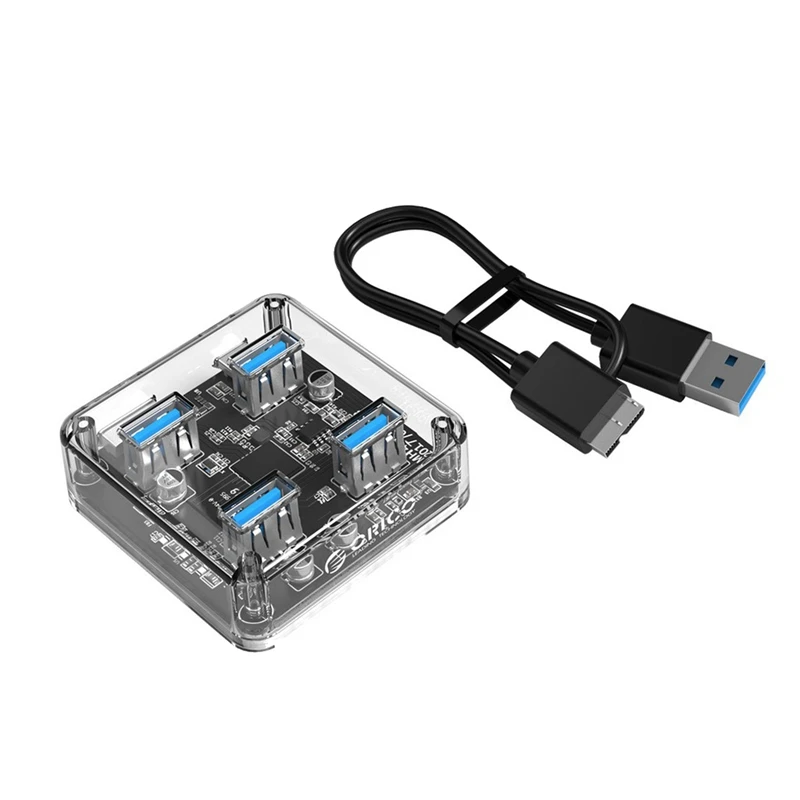 

ORICO Transparent USB HUB 4 Ports USB3.0 Adapter Splitter Support External Micro-USB Power Supply for Desktop Laptop Accessories