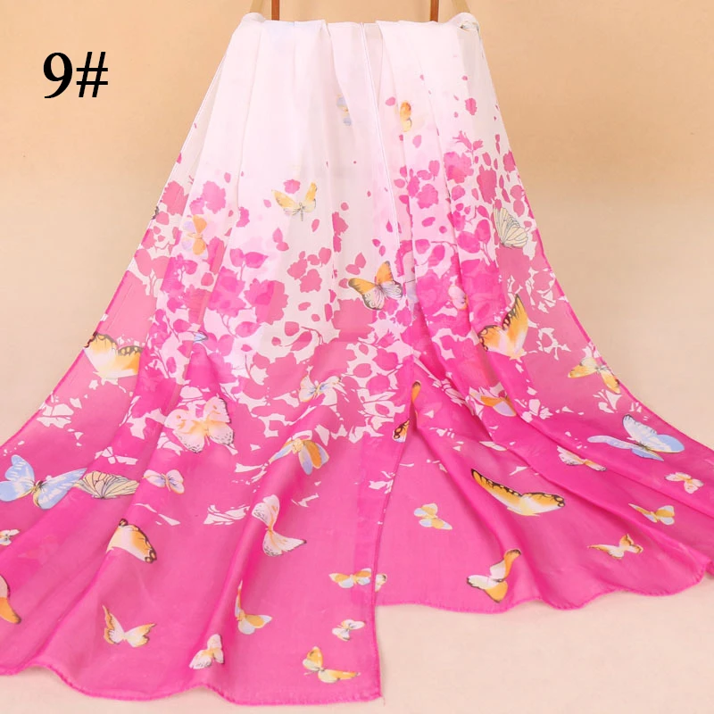 

Женская Солнцезащитная длинная шаль, шелковый шарф, хиджаб, мягкие шарфы на голову, тонкий шифоновый шарф, шарфы-бабочки с вышивкой