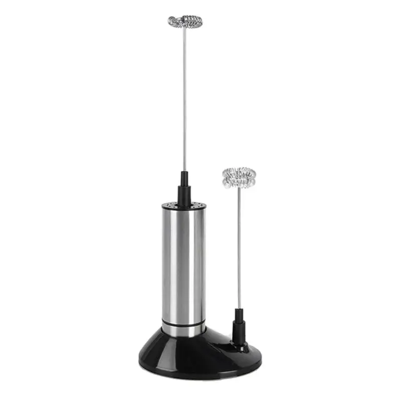 

Double Spring Whisk Electric Milk Frother Kitchen Mixer Hand Milk Foamer for Coffee Latte Cappuccino with Stand