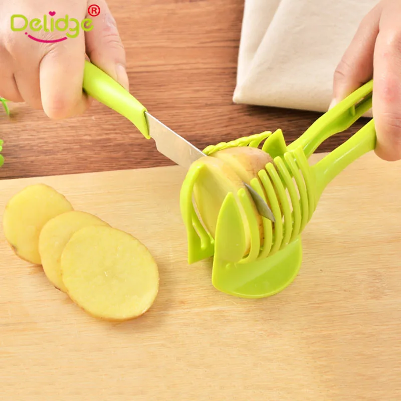 

1pc Tomato Slicer Fruits Cutter Stand Tomato Lemon Cutter Utensilios De Cozinha Assistant Lounged Shreadders Slicer