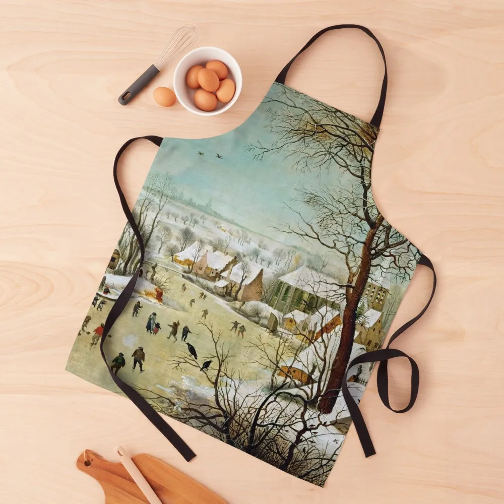 Зимний ландшафт пьестер бругеля для пожилых с коньками и ловушкой птиц фартук