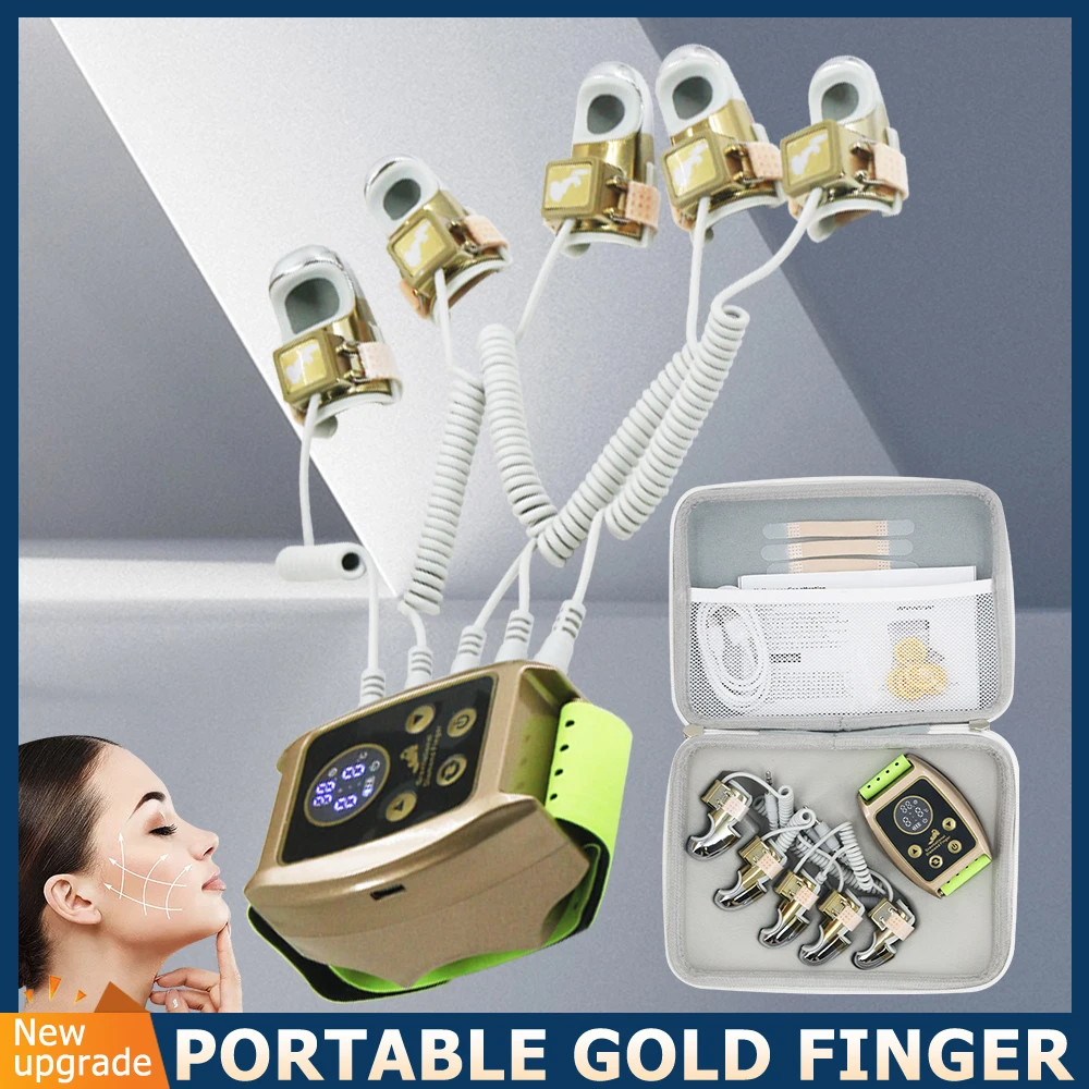 Новый гравитационный Массажер для подтяжки лица и тела, радиочастотный микротоковый, с золотыми пальцами, лазерный массаж, для красоты лица