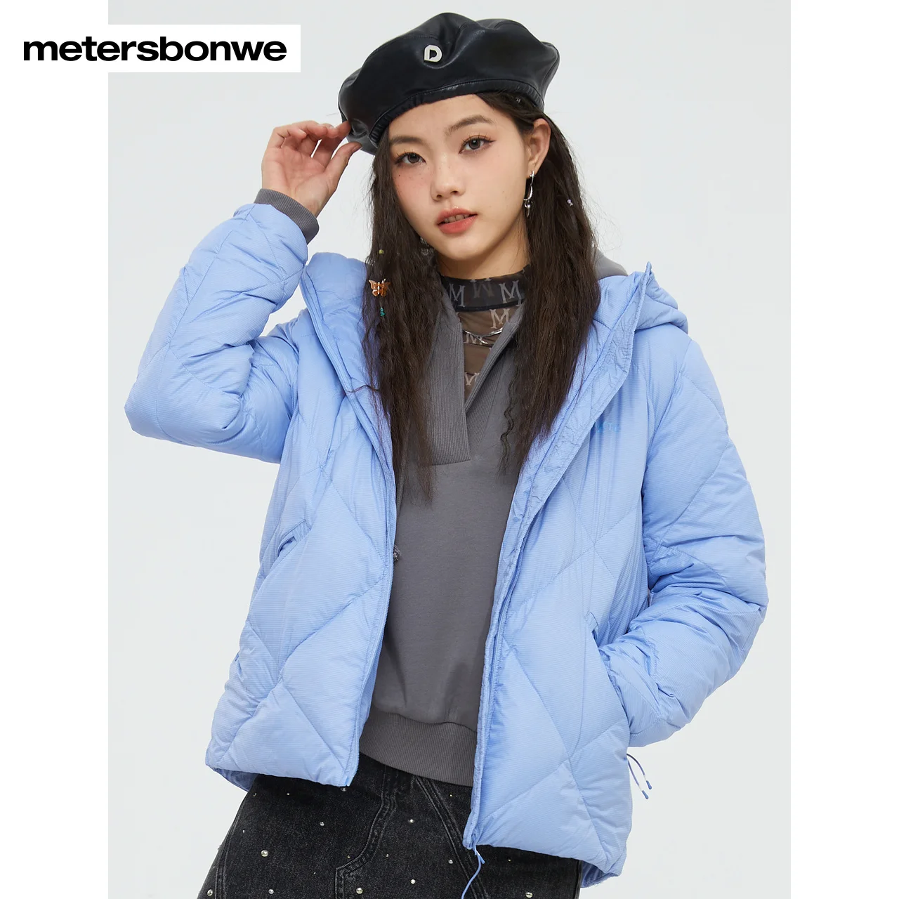 Metersbonwe Women Graphene Fabric Solid Color Warm Down Wear With Hooded 90%Duck Down Ultralight Thin Early Winter Down Jackets