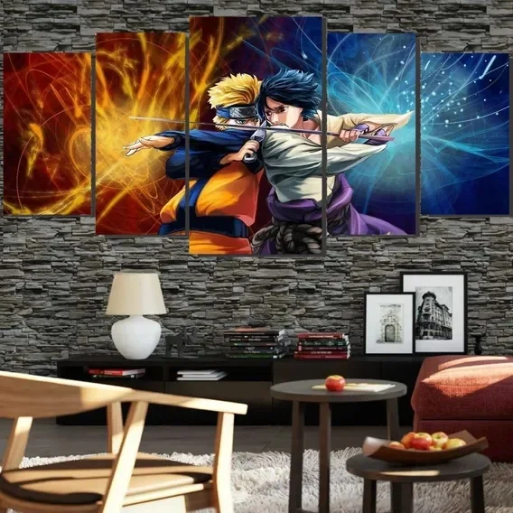 Quadros Decorativo Naruto E Sasuke Batalha 128x60 + brinde02 | Painting &amp Calligraphy