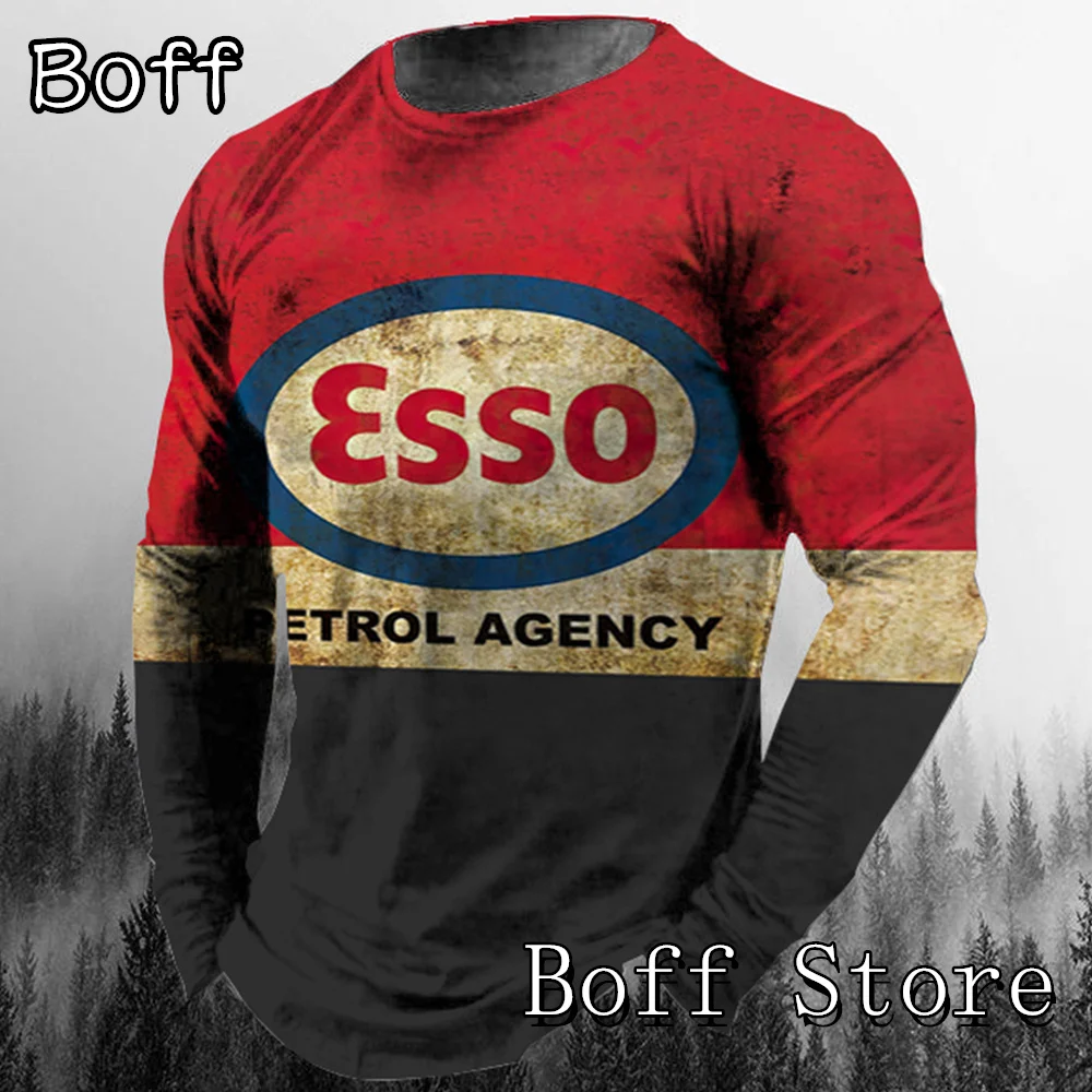 

Vintage Long Sleeve T-shirt For Men 3D STP Oil Printing Tee Top Spring Autumn Man Retro Style Clothing Male Oversize Streetwear