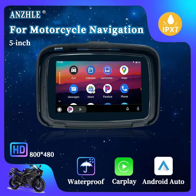 

5 Inch Touch Outdoor IPX7 Waterproof Portable Motorcycle Special Navigator Supports Wireless CarPlay and Android Auto
