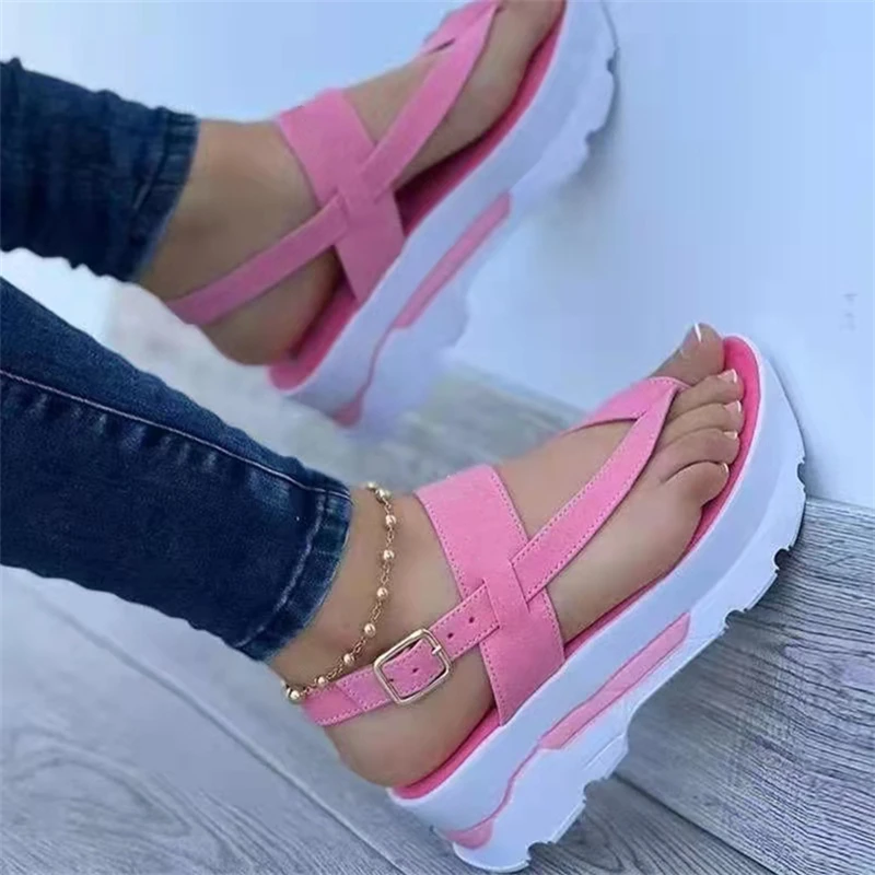 2022 New Comfortable Sandals Women Summer Outdoor Shoes Flat Open Toe Slippers Summer Casual Soft Fashion Basic Walking Sandals