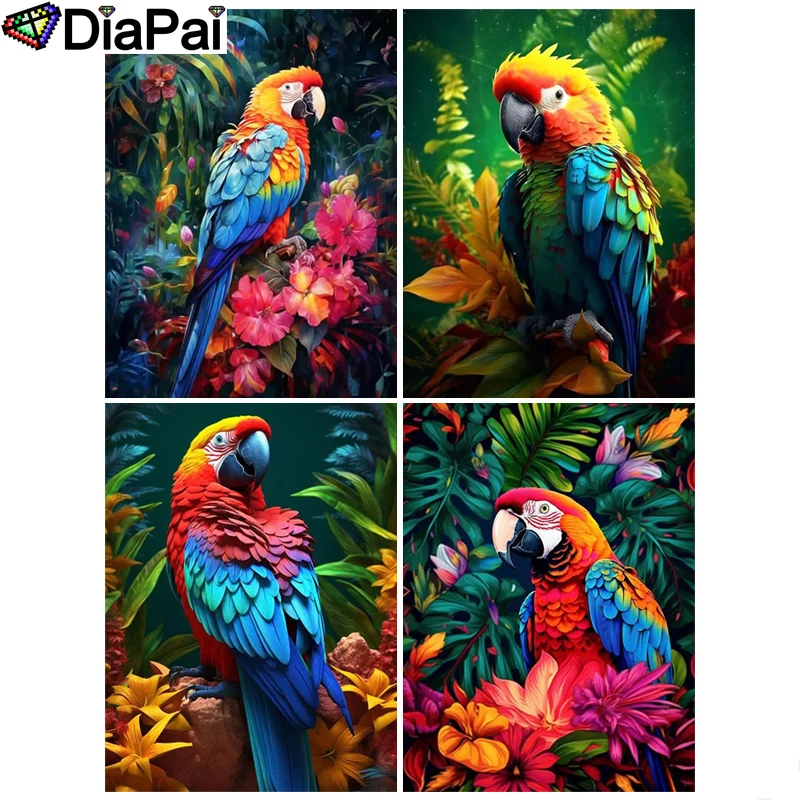 

DIAPAI Diamond Painting Full Square/Round Diamond "Animal birds Parrots" Pattern Embroidery Cross Stitch 5D Rhinestone Painting