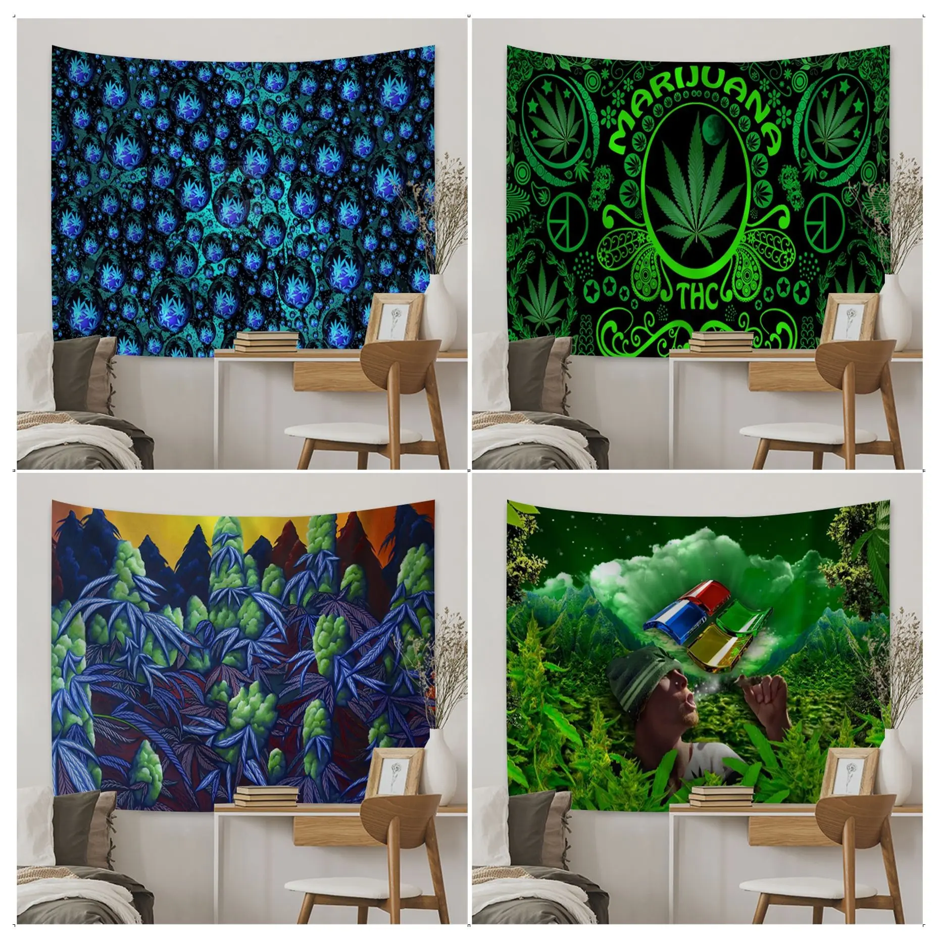 

Abstractionism Art High Weed Printed Chart Tapestry For Living Room Home Dorm Decor Decor Blanket