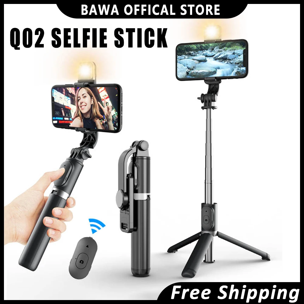 

Q02 Selfie Stick Folding Gimbal Handheld Stabilizer Bluetooth Remote Control Tripod All-in-one Video Record Tripod For Cellphone