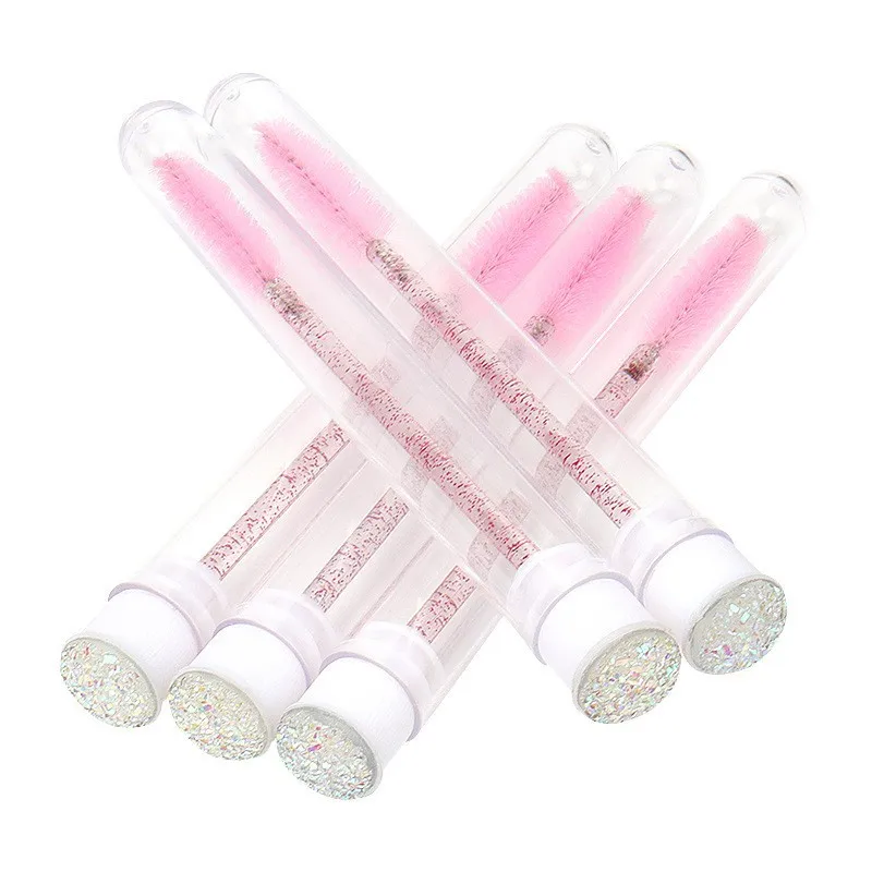 50pcs Reusable Eyelash Brush Tube Eye Lash Brush Eyebrow Brush Resin Drill Replaceable Mascara Wand Brushes Dust-proof Drop Ship
