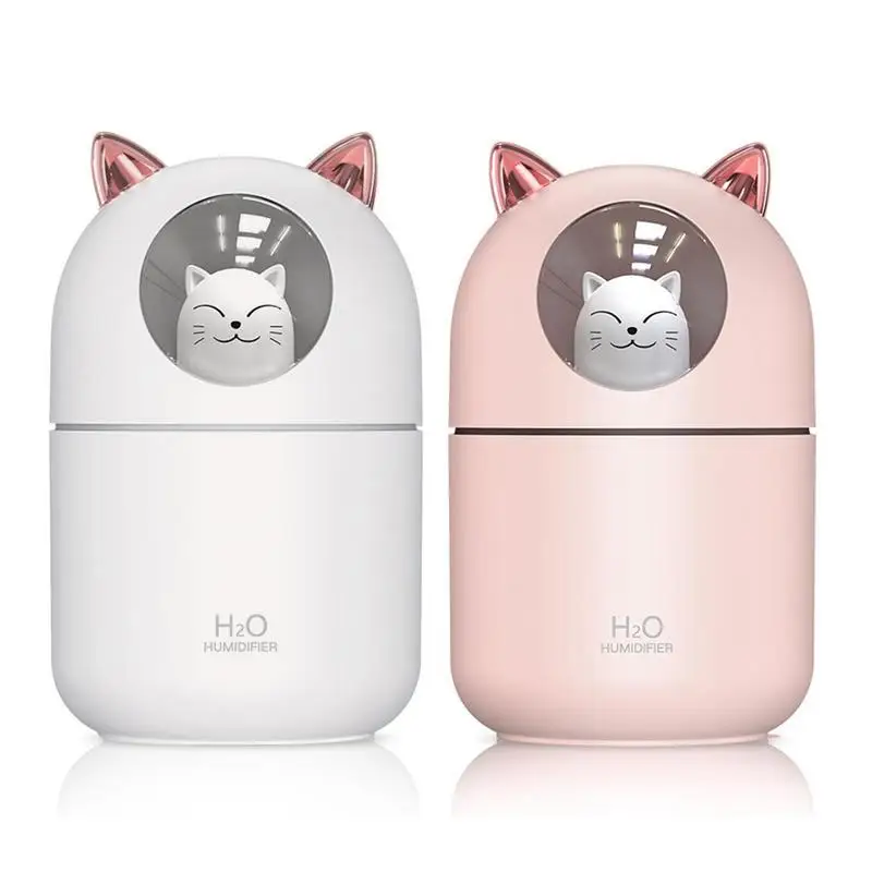 300ml Cat Shape Aromatherapy Diffuser Usb Desktop Humidifier With Night Light For Plants Office Car Baby Room