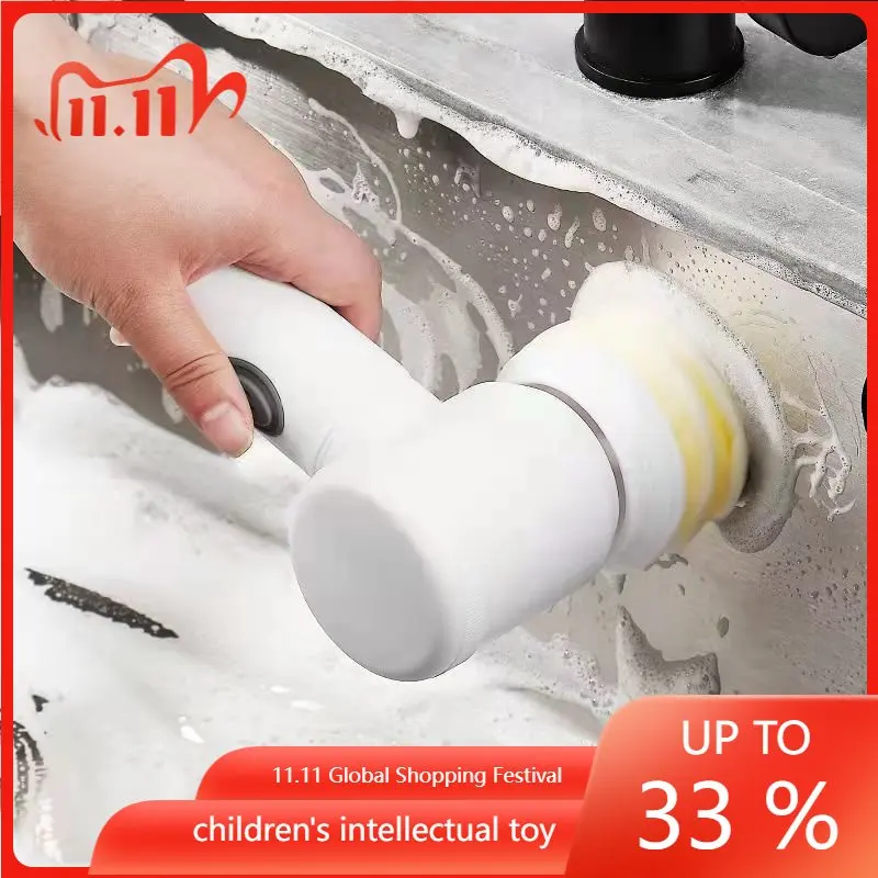 

Электрическая щетка для чистки ванной комнаты, щетка для мытья кухни, инструмент для чистки, ручная щетка для ванны с USB 5 в 1, электрическая щ...