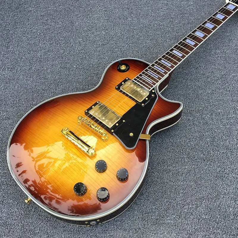 

Top Factory Customization Tiger Maple Veneer Electric Guitar Gold Accessories