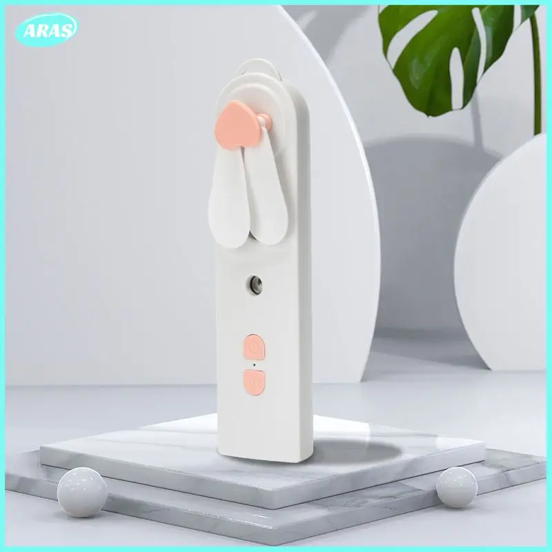 

Durable Handheld Fan Water Spray 4w Low Power Consumption Long Endurance 2 In 1 Humidifier Silent Portable Mini Fan Abs White
